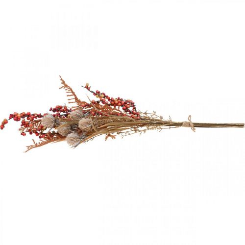 Article Plantes artificielles décoration d&#39;automne chardons baies fougère bouquet 65cm