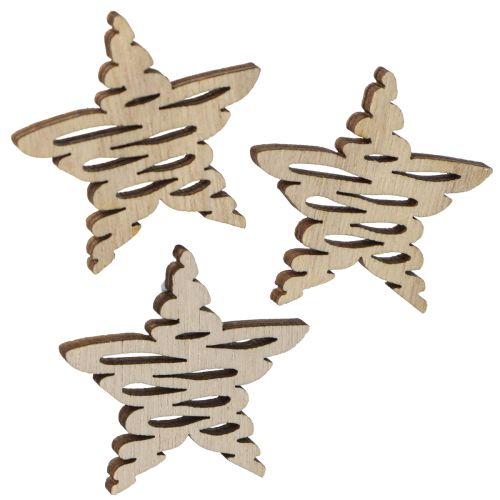 Floristik24 Décoration à disperser étoiles en bois Noël naturel Ø4cm 72 pcs