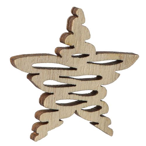 Article Décoration à disperser étoiles en bois Noël naturel Ø4cm 72 pcs