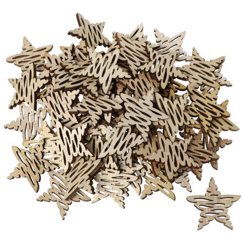 Article Décoration à disperser étoiles en bois Noël naturel Ø4cm 72 pcs