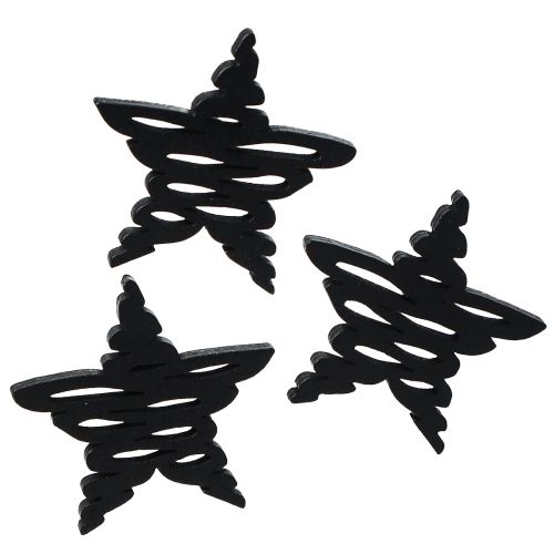 Floristik24 Décoration à disperser étoiles noires Noël bois Ø4cm 72 pcs