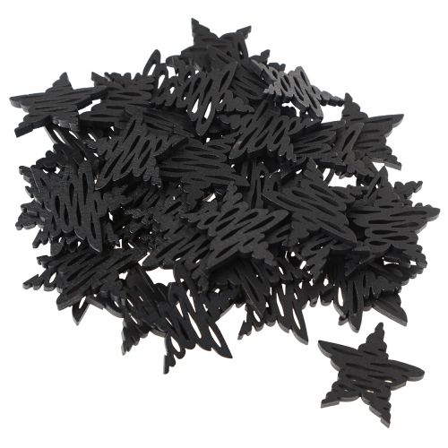 Article Décoration à disperser étoiles noires Noël bois Ø4cm 72 pcs