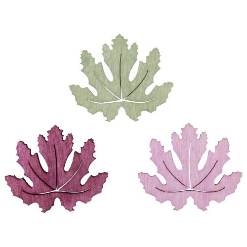 Floristik24 Décoration de table en bois feuilles d&#39;automne violet rose vert 4cm 72 pièces