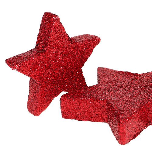 Article Décoration à disperser étoiles rouge, mica 4-5cm 40pcs