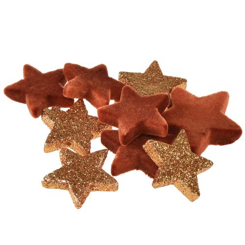 Article Décoration à disperser étoiles de Noël marron/orange Ø4/5cm 40pcs