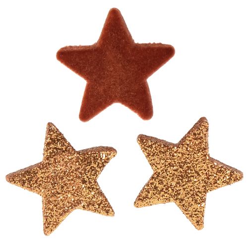 Floristik24 Décoration à disperser étoiles de Noël marron/orange Ø4/5cm 40pcs