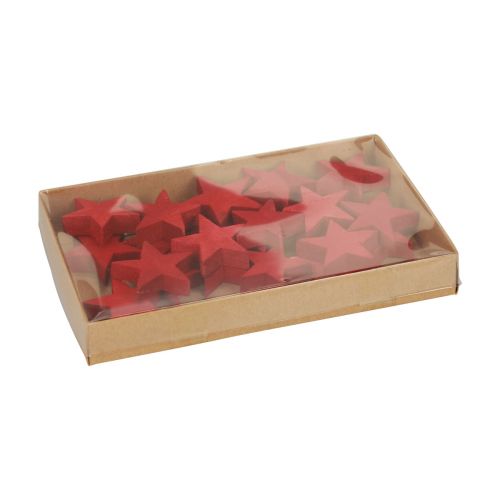 Article Décoration à disperser étoiles de Noël étoiles en bois rouge Ø4cm 24 pcs