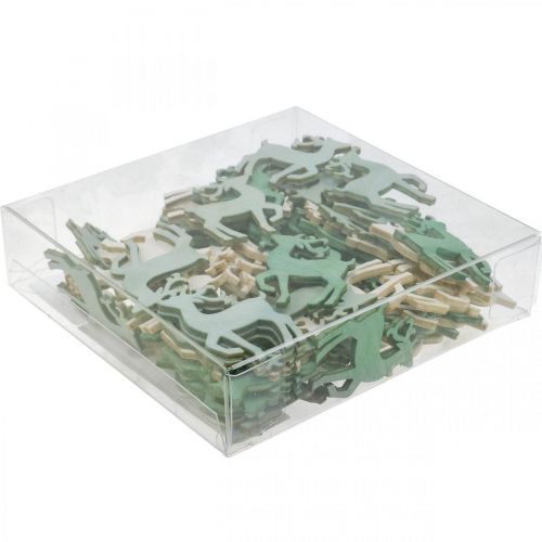 Article Décoration à disperser Noël bois cerf vert 4×3cm 72 pcs