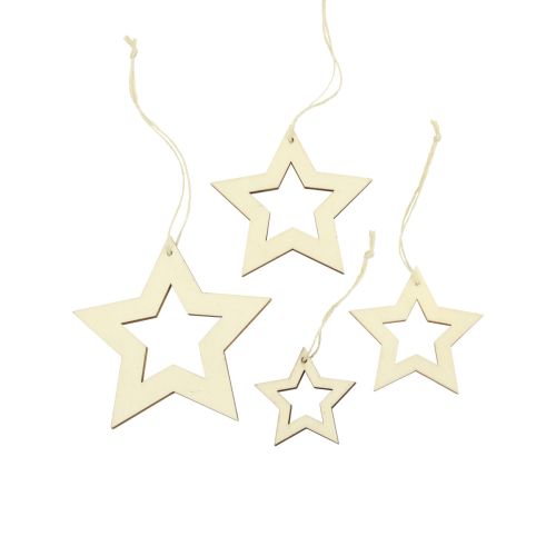 Étoiles en bois décoration décoration cintre étoile en bois  naturel 6/8/10/12cm 16 pièces-14197