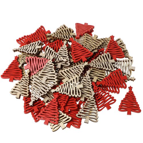 Article Pièces à disperser en bois de sapin avec étoile rouge naturel 3x4,5cm 72 pcs