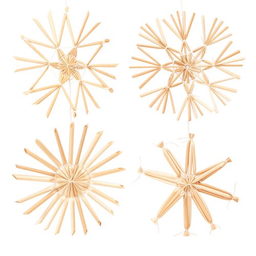 Floristik24 Décorations de sapin de Noël étoiles en paille Ø10-11cm 12 pcs