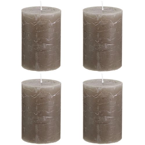 Article Bougies piliers marron couleur unie 70x100mm 4 pcs