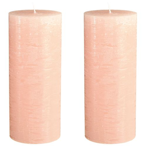 Article Bougies piliers bougies uni rose clair rose 85×200mm 2pcs