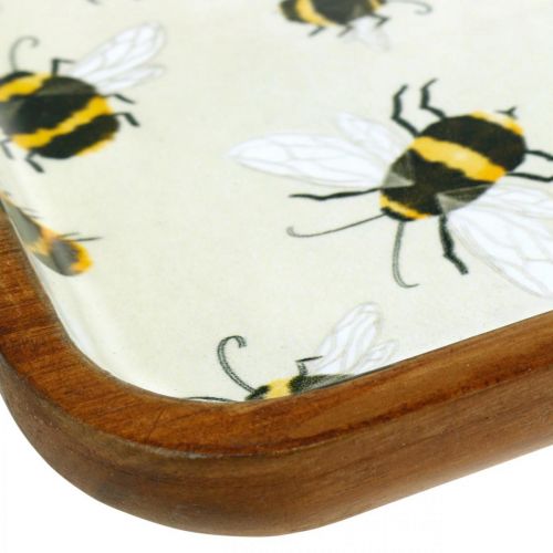 Article Plateau déco carré bois abeilles plateau déco été 35×23.5×2cm