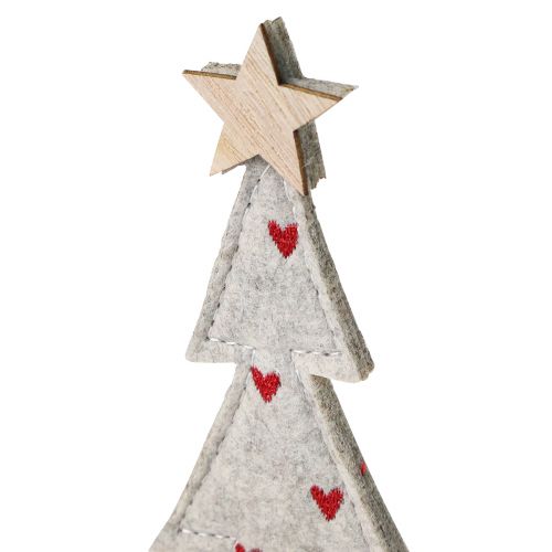 Article Décoration de sapin de Noël feutre étoile coeur beige rouge H21cm 4 pièces