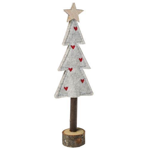 Article Décoration de sapin de Noël feutre étoile coeur beige rouge H21cm 4 pièces