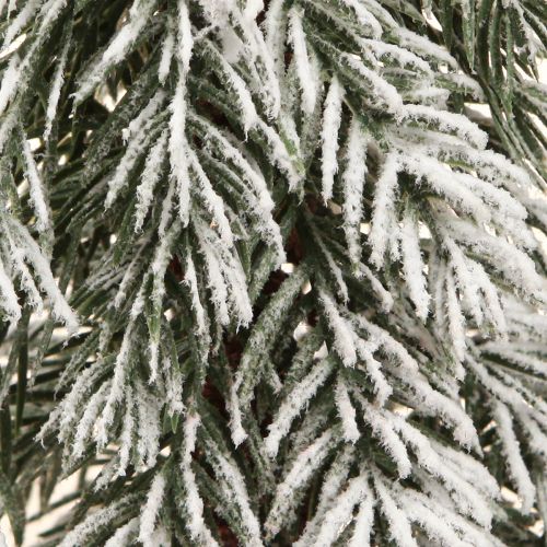 Article Décoration de sapin de Noël vert blanc hiver sur socle en bois H28cm