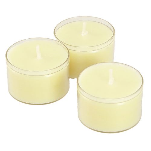 Floristik24 Veilleuses bougies chauffe-plat jaune crème dans un bol en plastique 8 heures 50 pcs