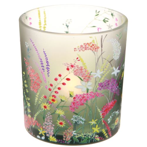 Photophore verre fleurs printemps été H8cm 6 pcs