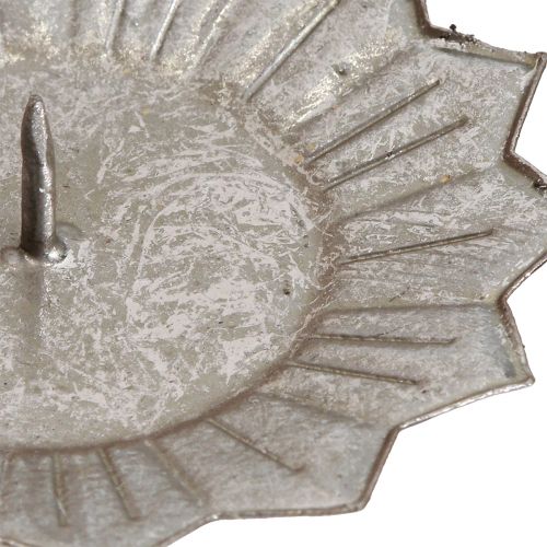 Article Bougeoir pour insérer des bougies piliers argent Ø11cm 4pcs