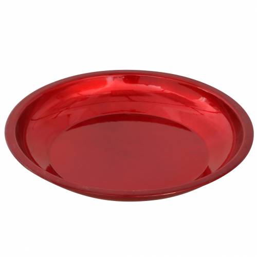 Article Assiette décorative en métal rouge effet vernis Ø23cm