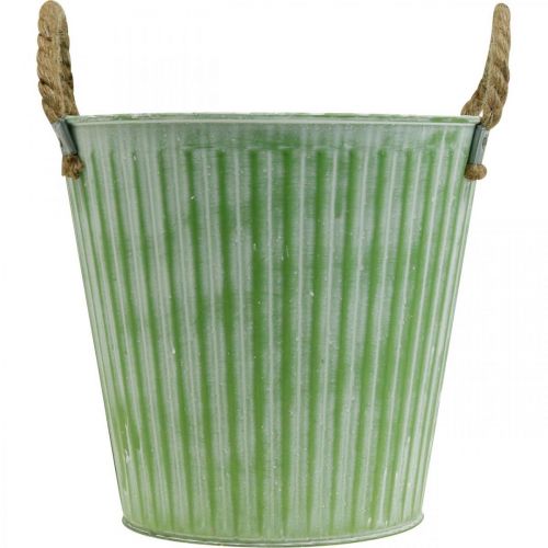 Article Seau à plantes, pot en métal avec anses, jardinière décorative à planter rose/vert/jaune shabby chic Ø12cm H10cm lot de 3