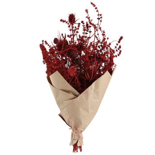 Article Bouquet de fleurs séchées décoration chardon en rouge vin 40cm 80g