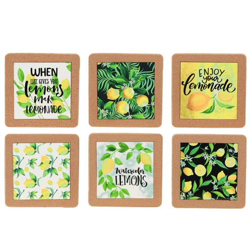 Dessous de Verre Set de Table Citron Été Assorti 19,5×19,5cm 6pcs