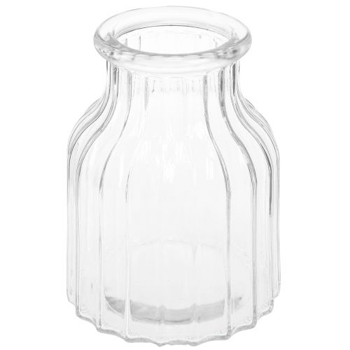 Floristik24 Vase verre rainures vase en verre décoratif verre clair Ø11cm H15cm 2pcs