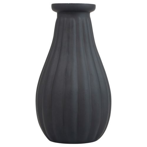 Article Vase vase verre noir rainures vase décoratif verre Ø8cm H14cm