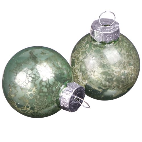 Boules de Noël vintage en verre mini en menthe Ø3cm 22 pcs