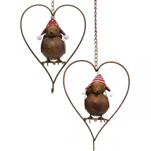 Oiseau décoratif en métal pour décoration de jardin suspendu  rouille rouge-blanc 15×21cm-360520-000-449