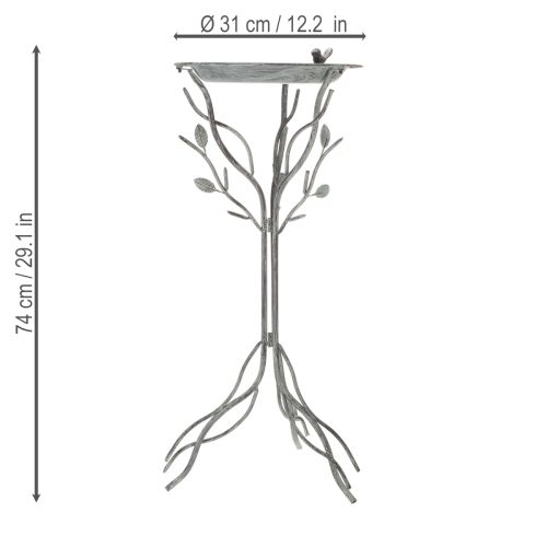 Article Bain d'oiseaux décoratif à motif de feuilles délicates de style vintage, 74 cm
