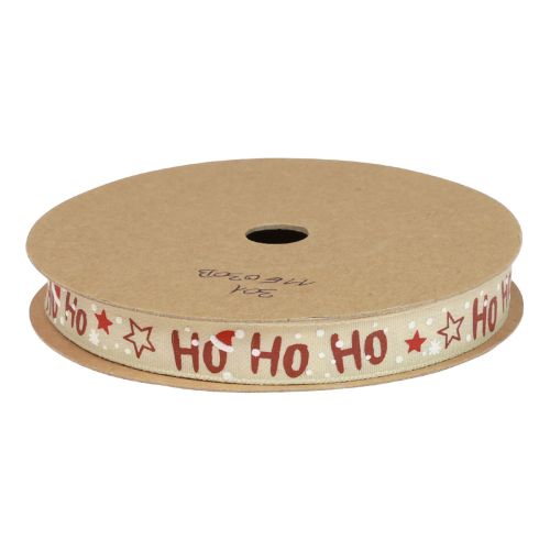 Article Ruban de Noël « Ho Ho Ho » ruban cadeau beige 15mm 15m