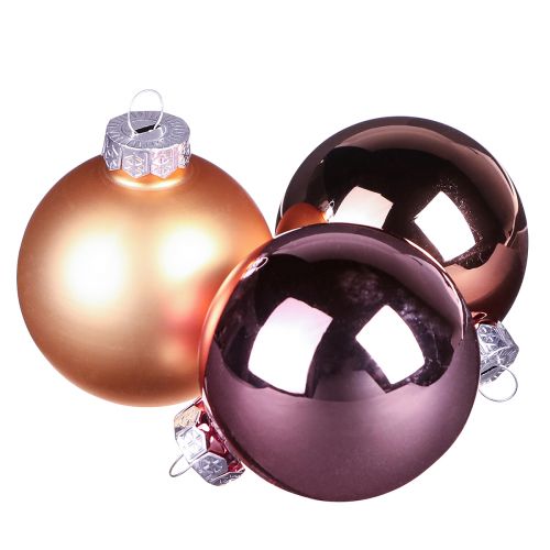 Floristik24 Boules de Noël en verre rose abricot Ø6cm 24 pcs