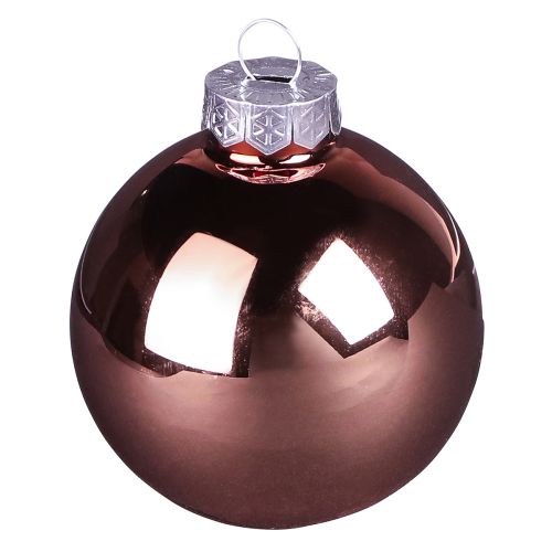 Article Boules de Noël en verre rose abricot Ø6cm 24 pcs