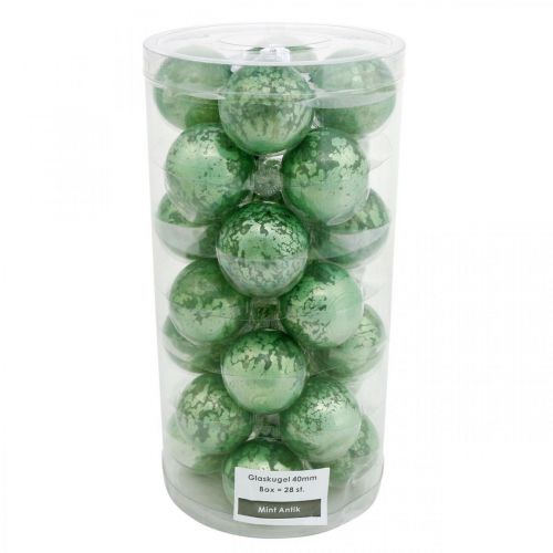 Article Boule de Noël, décoration de sapin, boule de sapin de Noël vert marbré H4,5cm Ø4cm verre véritable 24 pcs