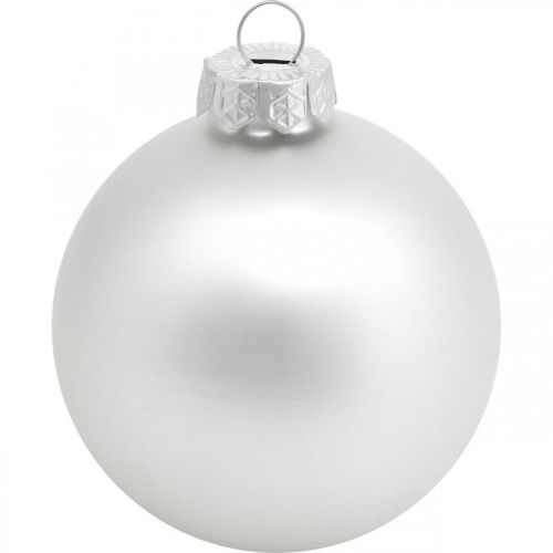 Article Boule en verre, décorations d&#39;arbre, boule de sapin de Noël argent H8.5cm Ø7.5cm vrai verre 12pcs