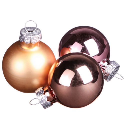 Article Boules de Noël en verre rose abricot mix mini Ø3cm 22 pcs