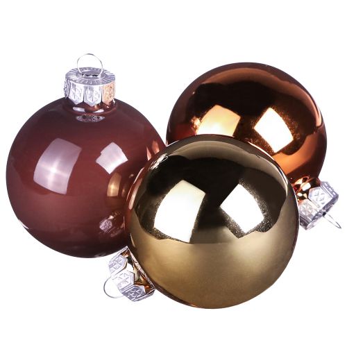 Article Boules de Noël boules de sapin marron doré verre Ø6cm 24 pcs