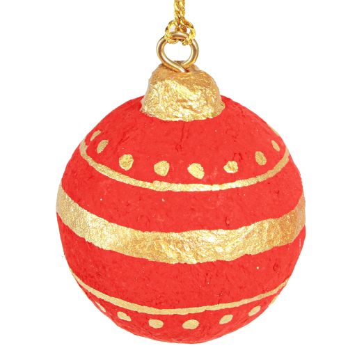 Article Boules de Noël en papier mâché à suspendre rouge Ø5,5cm 4 pcs