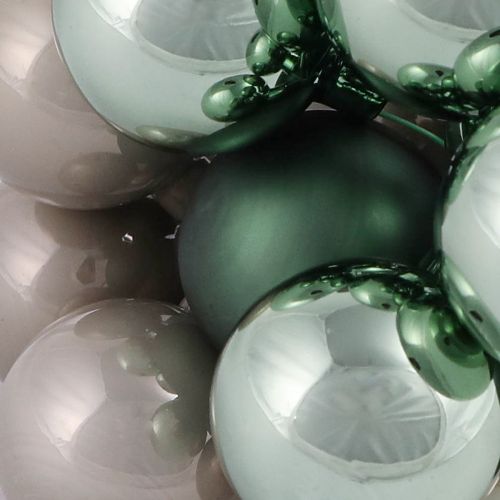 Article Boules de Noël sur fil en verre vert gris Ø40mm 32 pcs