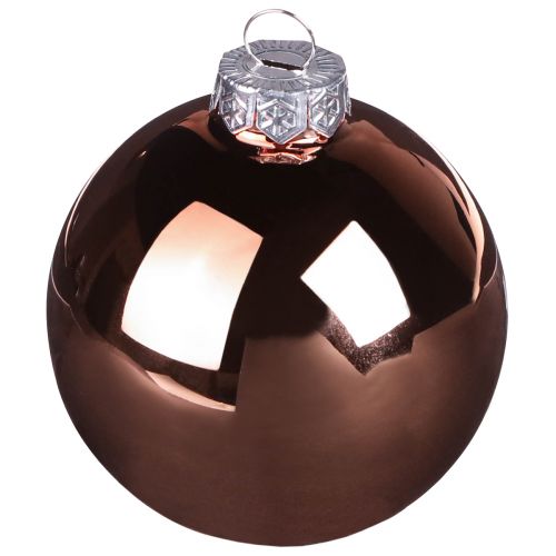 Article Boules de Noël en verre abricot argenté Ø7,5cm 12 pcs