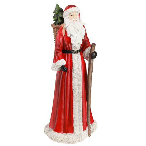 Figurine Père Noël avec panier rouge blanc vert or H36cm