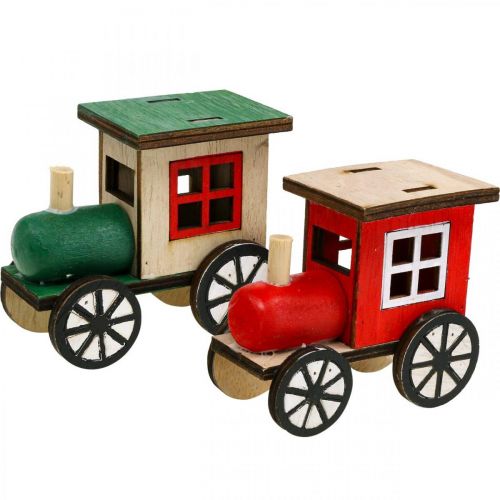 Petit Train avec 4 Wagons en Bois L 44.5 cm - Objets de décoration et  rangement noël - Décomania