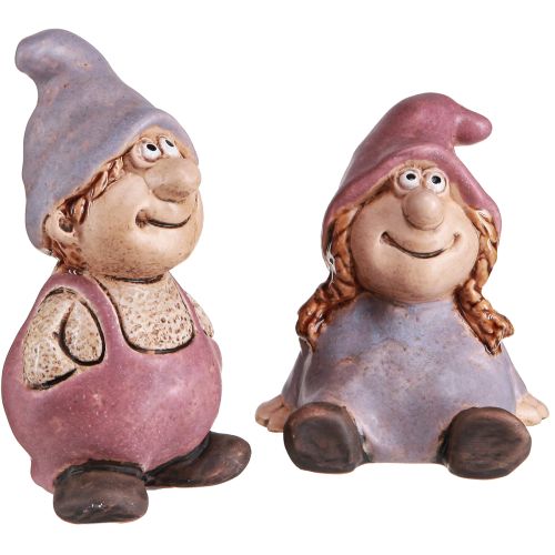 Gnome Spring Garçon Fille Paire Violet Rose H10/14cm 2 pcs