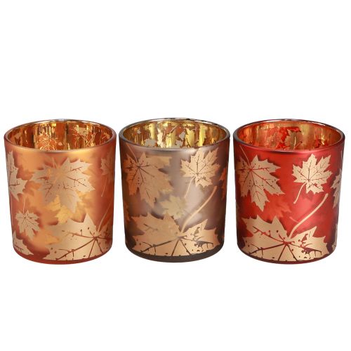 Lanterne en feuilles de verre marron champagne Ø7,5cm 6 pcs