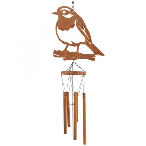 Carillon à vent carillon métal jardin oiseau patine  22.5x82cm-08760