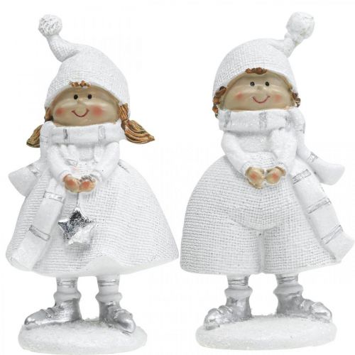 Article Figurines d&#39;enfants d&#39;hiver Décoration d&#39;hiver de Noël H17cm lot de 2