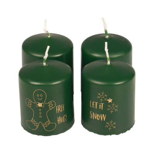 Bougies de Noël bougies Noël vert Ø5cm H6cm 4pcs